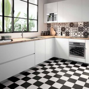 Patch Work Black & White White Pattern Tile
